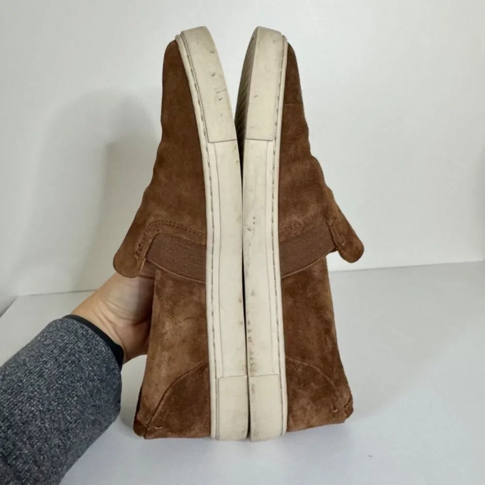 FRYE Ivy Suede Leather Slip On Flat Sneaker - Brown | Size 8